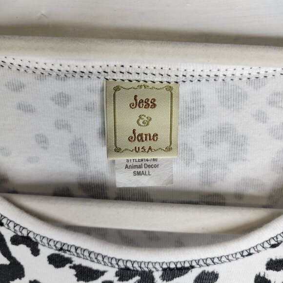 Jess & Jane Women's Small Shirt Top Black White Animal Print Rhinestones - Picture 3 of 4